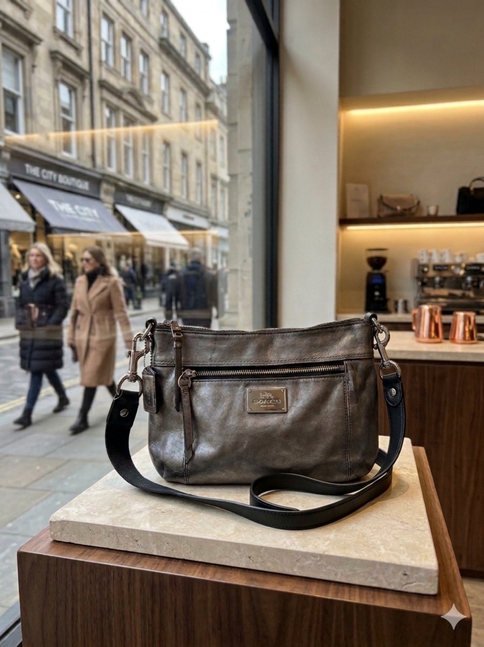 Coach Poppy Hippie Metallic Silver Leather crossbody bag Y2K poppy - Picture 5 of 13